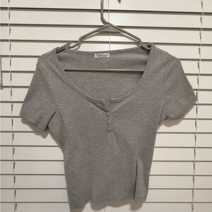 Gray Button-Up Women's Top